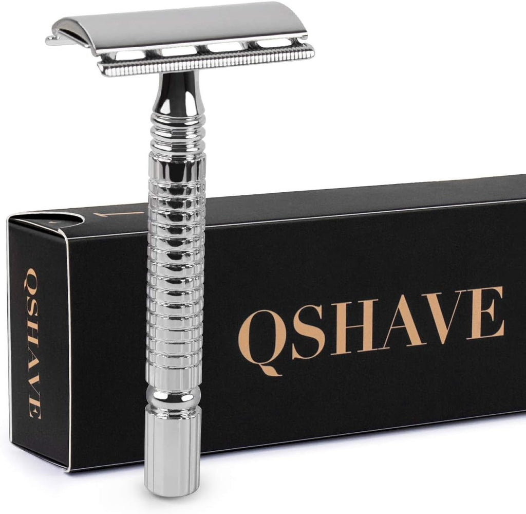 Qshave - Men or Women Short Handle Classic Double Edge Lighter Travel Safety Shaving Razor, 1 Pc