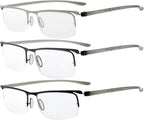Eyekepper 3 Pairs Half-rim Reading Glasses for Men Metal Readers +2.25