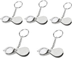 Rongon Keychain Magnifying Glass 5Pcs Portable Folding Magnifiers 10X Small Loupe with Key Chain for Reading, Stamp, Hobby Travel
