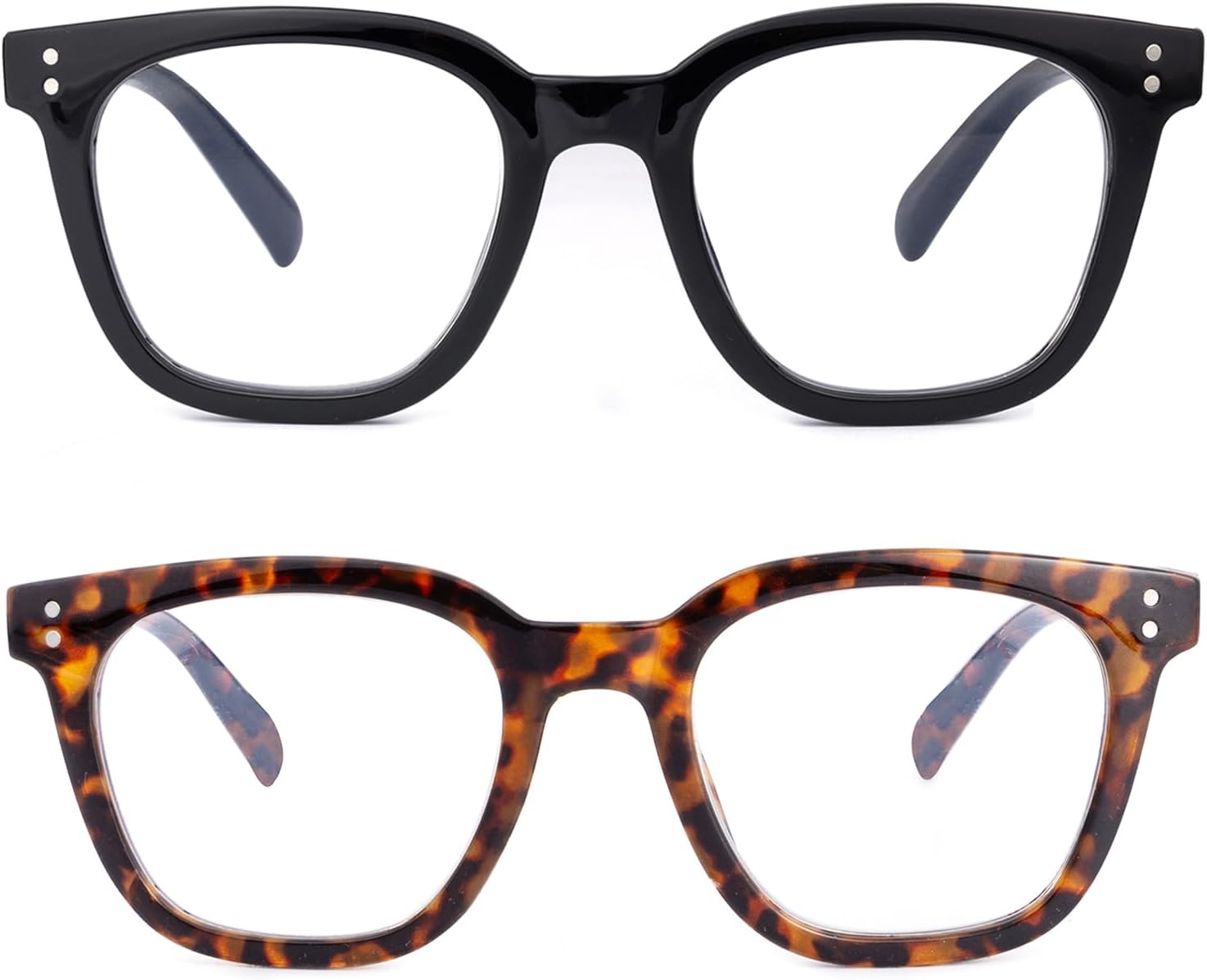 2Pack Reading Glasses for Men Women Blue Light Blocking with Spring Hinge, Blocking Readers Anti UV Ray Filter Eyeglasses(Black/Brown Tortoiseshell,3.0