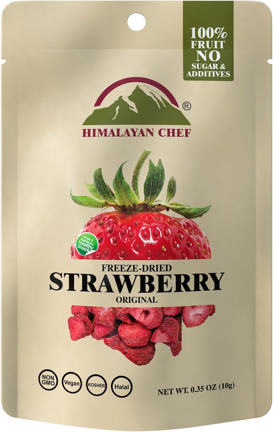 Himalayan Chef Freeze-Dried Strawberry 10g | Organic Drieds Fruit Snacks, Healthy Fruits Snack for Kids & Adults, Freeze-Dried Fruit for On-the-Go