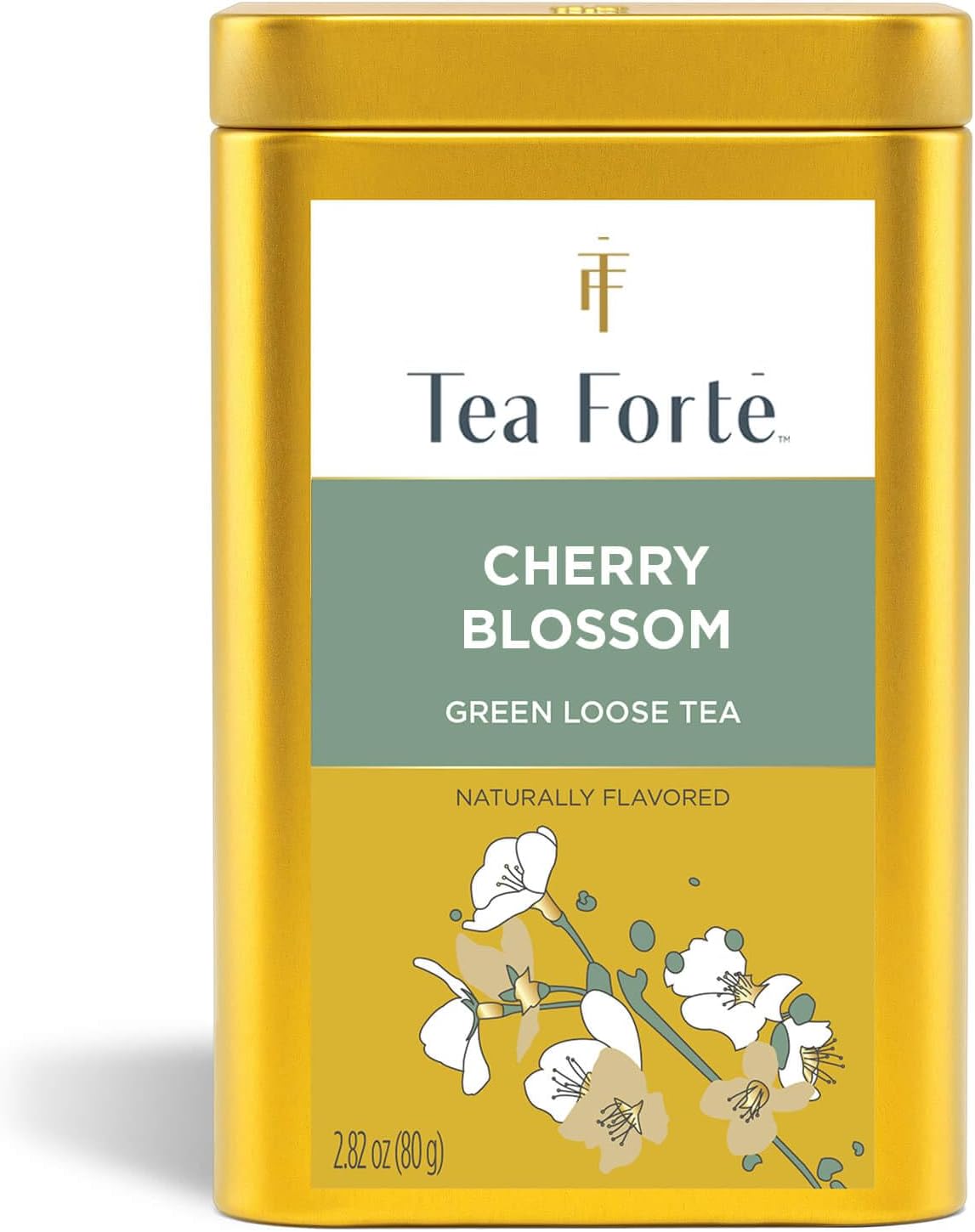 Tea Forte Cherry Blossom Premium Loose Leaf Caffeinated Green Tea Blend Canister, Makes 35-50 Cups