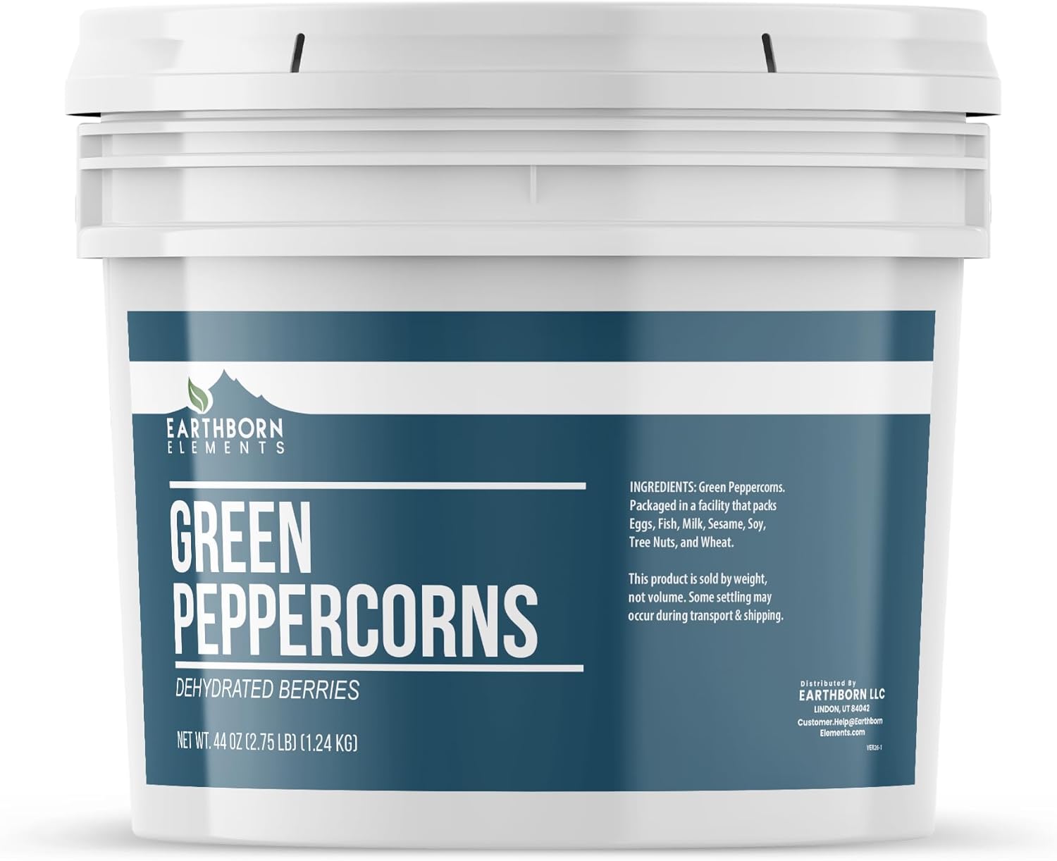 Earthborn Elements Dehydrated Green Peppercorns 1 Gallon Bucket, Whole Peppercorns, Mild Flavor