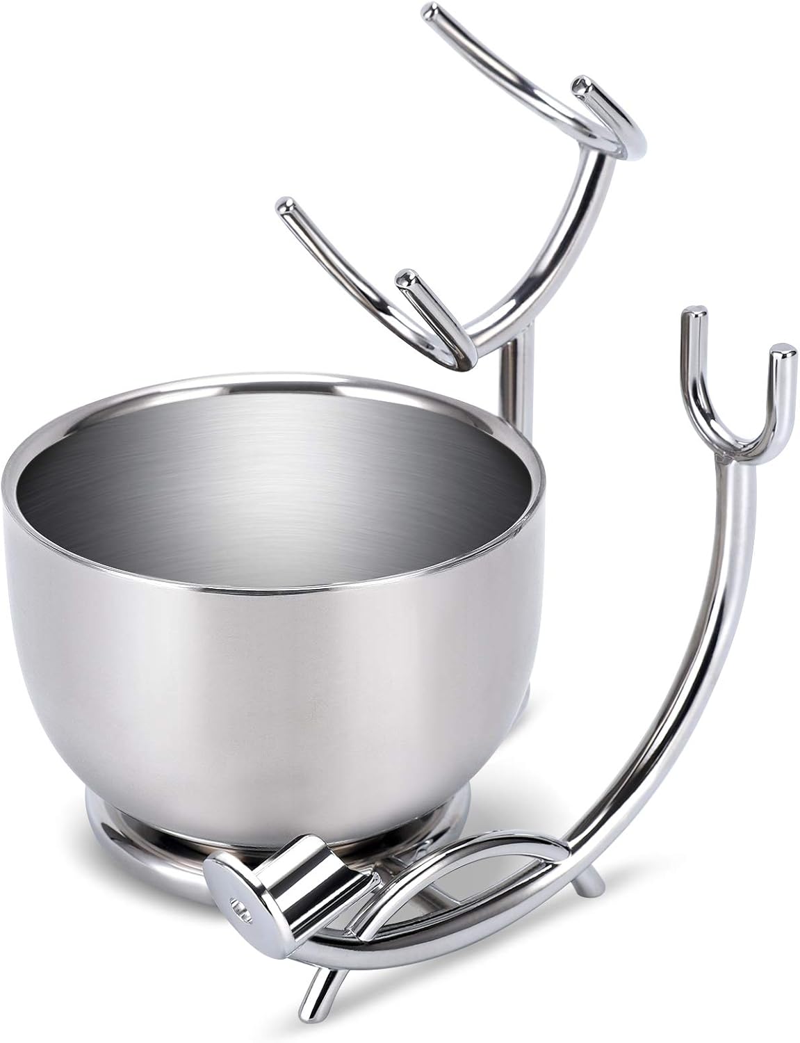 Shaving Stand and Double Stainless Steel Design Shave Soap Bowl - Forms Thick and Foamy Lather Quickly,Unbreakable and Rust Resistant for Smooth Wet Shaving