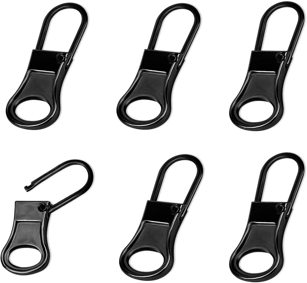 6pcs Detachable Zipper Pulls - Zipper Repair Kit for Jacket, Pants, Coat, Shoes, Suitcase, Backpack (Dark Grey)