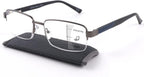 Missfive Men Premium Multifocus Reading Glasses Blue Light Blocking, Progressive Metal Frame With No Broken Spring Hinge Multifocal Readers Computer Eyewear,Workspace For Near Range 2.0x
