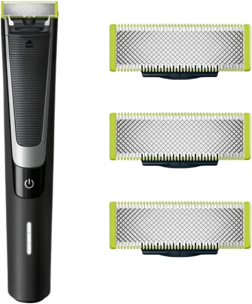 Set 3 Replacement Blades for OneBlade – Stainless Steel Blades Compatible with OneBlade Electric Trimmer & Shaver