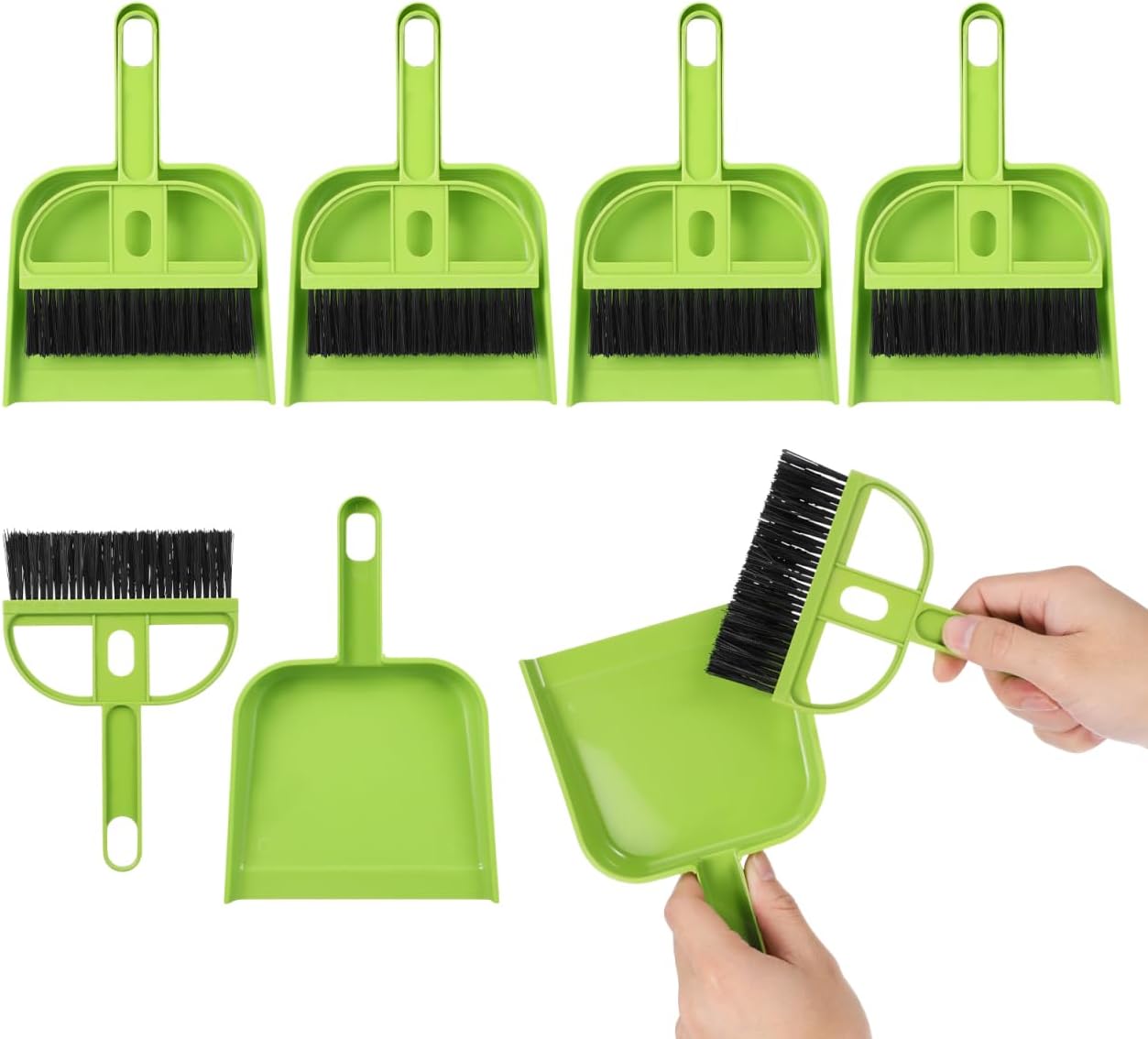 Healifty Mini Broom and Dustpan Set 6-Piece Portable Desk Cleaning Brush Set with Soft Bristles for Keyboard Desktop Pet Hair and Hard Floor Use
