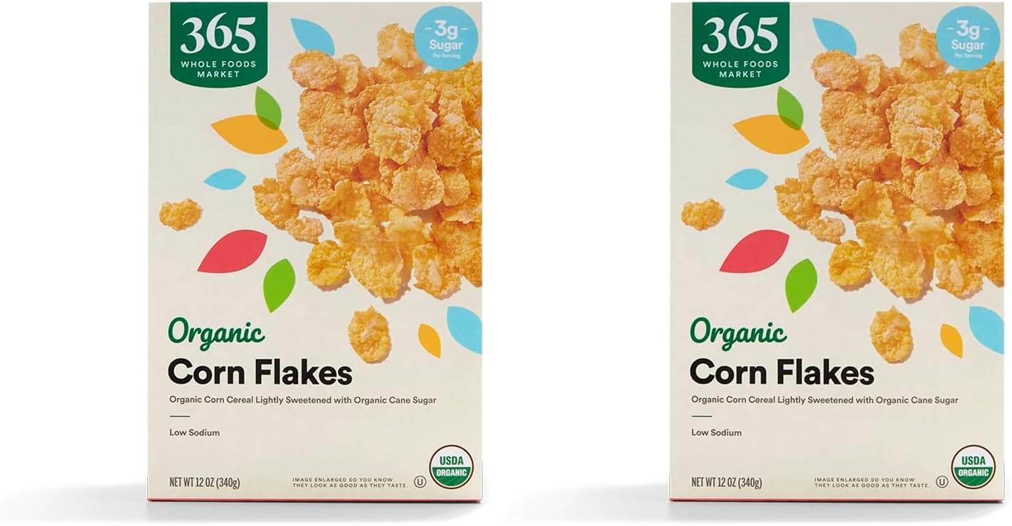365 by Whole Foods Market, Organic Corn Flakes Cereal, 12 Ounce (Pack of 2)