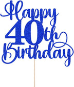 Navy blue Glitter Happy 40th Birthday Cake Topper, 40th Birthday/Anniversary Cake topper (Navy blue -40th)