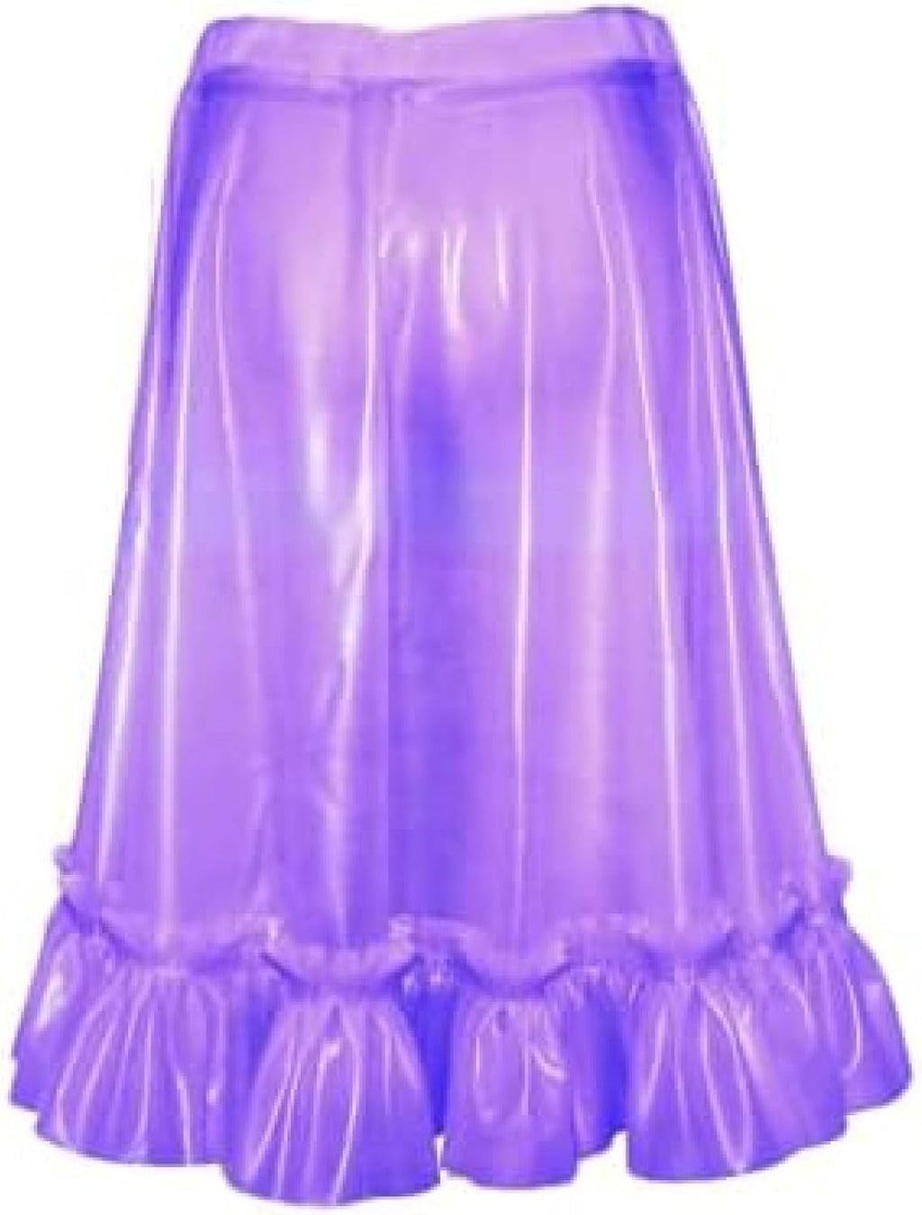Transparent Purple Sexy Latex Skirts with Frills Short Rubber Bottoms,Transparent Purple,X-Large