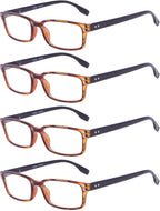 Eyekepper 4 Pack Reading Glasses for Women and Men - Classic Readers Amber Frame-Black Arm +3.50