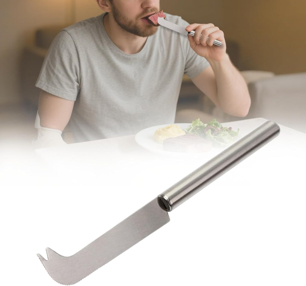 One-Handed Tableware Knife for Hemiplegia Amputees Patient Independent Dining, Angled Nelson Knife, Adaptive Eating Aid Utensils for Elderly Arthritis Disabled Handicapped, 1 Pcs