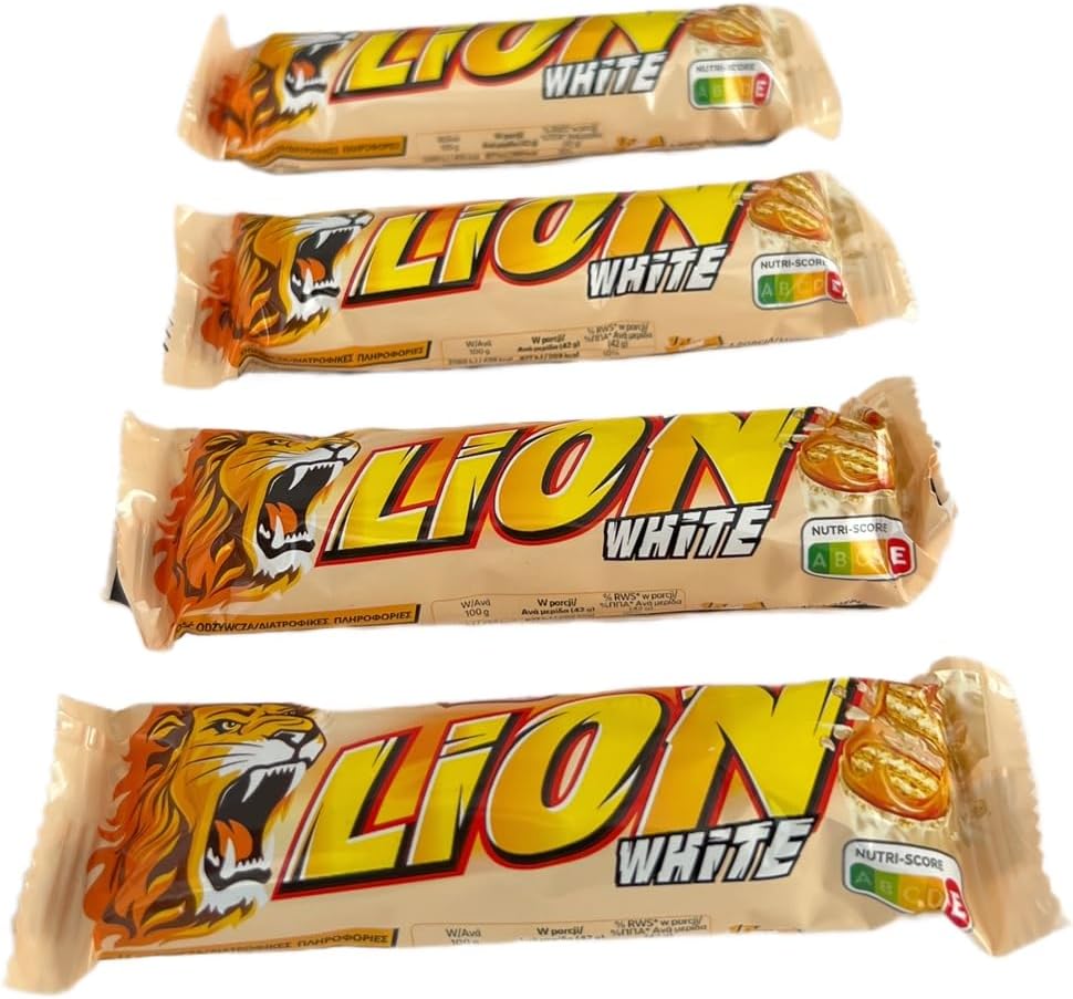 Lion's-White Chocolate Bars (42g), Pack of 4.