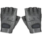 Raider BCS-500-XXL Leather Fingerless Men's Motorcycle Premium Driving Gloves (Black, XX-Large)