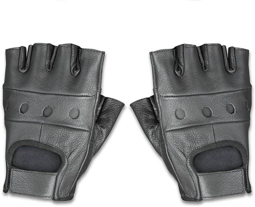 Raider BCS-500-XXL Leather Fingerless Men's Motorcycle Premium Driving Gloves (Black, XX-Large)