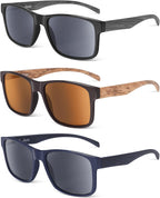 LADEESSE 3 Pack Reading Sunglasses For Men/Women - Fashion UV400 Sunglasses With Readers Built In Sun Outdoor Protection 2.0（No Bifocal）