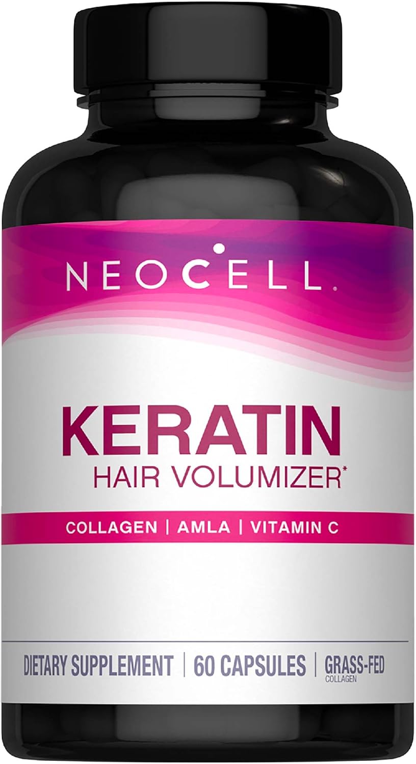 NeoCell Keratin Hair Volumizer With Collagen, Amla Extract and Vitamin C, Hair and Skin Supplement, Capsule, 60 Count, 1 Bottle
