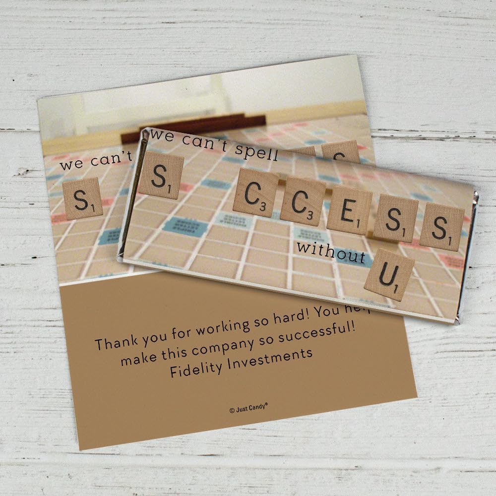 Thank You Personalized Wrappers for Chocolate Bars (25 Pack) - Letter Tiles Success