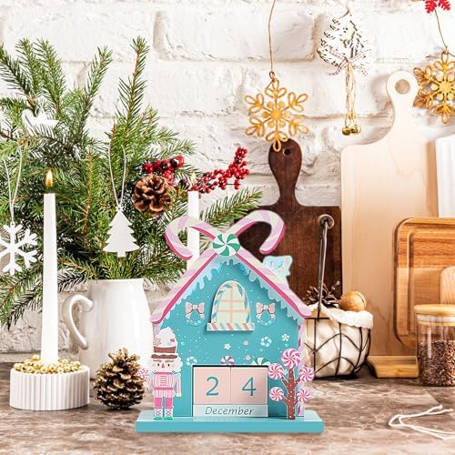 Christmas Wooden Perpetual Blocks Calendar, Soldier Wood Month Date Display Blocks, Cute Christmas Block Calendar for Desk, Xmas Calendars for Home Ornament Festival Decor Accessories