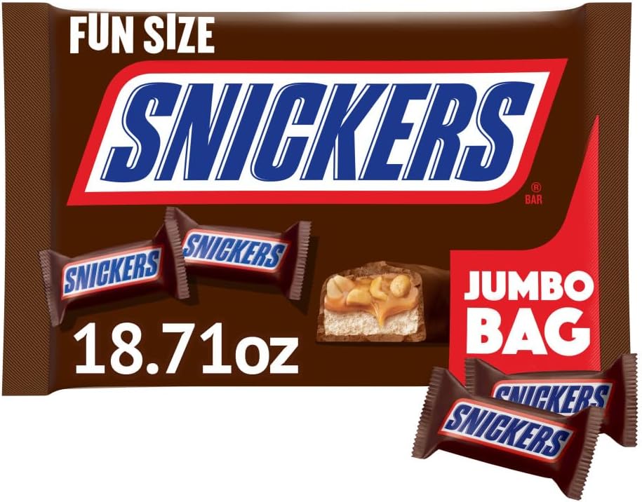 SNICKERS Fun Size Chocolate Candy Bars, 18.71 oz Jumbo Bulk Candy Bag
