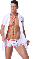 Mens Sexy Lingerie Set Role Play Nurse Doctor Fun Uniform Night Club Costume Outfit