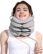 Neck Stretcher with Neck Brace,Cervical Traction Neck Device,Neck Relief Tool,Adjustable Inflatable Cervical Brace,Home Use Neck Decompression New Technology Breathable Fabric Washable&Colorfast(Gray)