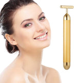 Beauty Bar 24k Golden Pulse Facial Massager, T-Shape Electric Sign Face Massage Tools for Sensitive Skin Face Pull Tight Firming Lift