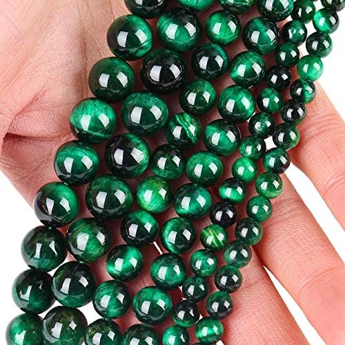 Natural Green Tiger Eye Beads, Grade AAA Gemstone Round Loose Beads 8MM 100PCs Bulk Lot Options, Semi Precious Stone Beads for Jewelry Making