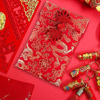 Hying 4 PCS Silk Red Envelope Chinese HongBao Card Envelopes Lucky Money Pockets Chinese Gift Card Envelopes Gift Wrap Bags with Knot Copper Coins for 2026 New Year, Spring Festival, Wedding