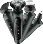 4-in-1 Electric Shaver for Men — Rechargeable, Equipped with Trimmer, Facial Cleansing Brush & Nose Hair Cutter, Full-Body Washable, Rotary 3-Blade System, 90 Minutes of Runtime
