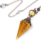 DUQGUHO Crystal Pendulums Citrine Healing Crystal Quartz Pendulum Spiritual Hexagonal Pointed Cone Resin Pendants Accessories Divination Dowsing Tools 1PC