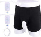 Wearable Urine Bag Incontinence Pants for Men, Reusable Portable Urine Collection Bag with Urinary Catheter, Leak Proof Leg Pee Bag with Elastic Waistband for Men Elderly Bedridden, Black (M)