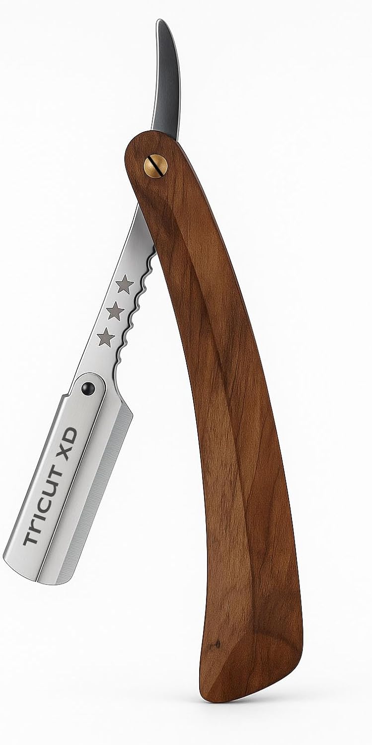 Premium Wooden Straight Razor for Men – Professional Barber Shaving Razor with Replaceable Blade | Stainless Steel Folding Cut Throat Razor for Salon & Home Use | Smooth Shave