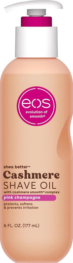eos Cashmere Shave Oil – Pink Champagne, Moisturizing Shave Oil with Shea Butter & Glycerin, Helps Prevents Irritation & Razor Burn, Vegan, 6 fl oz