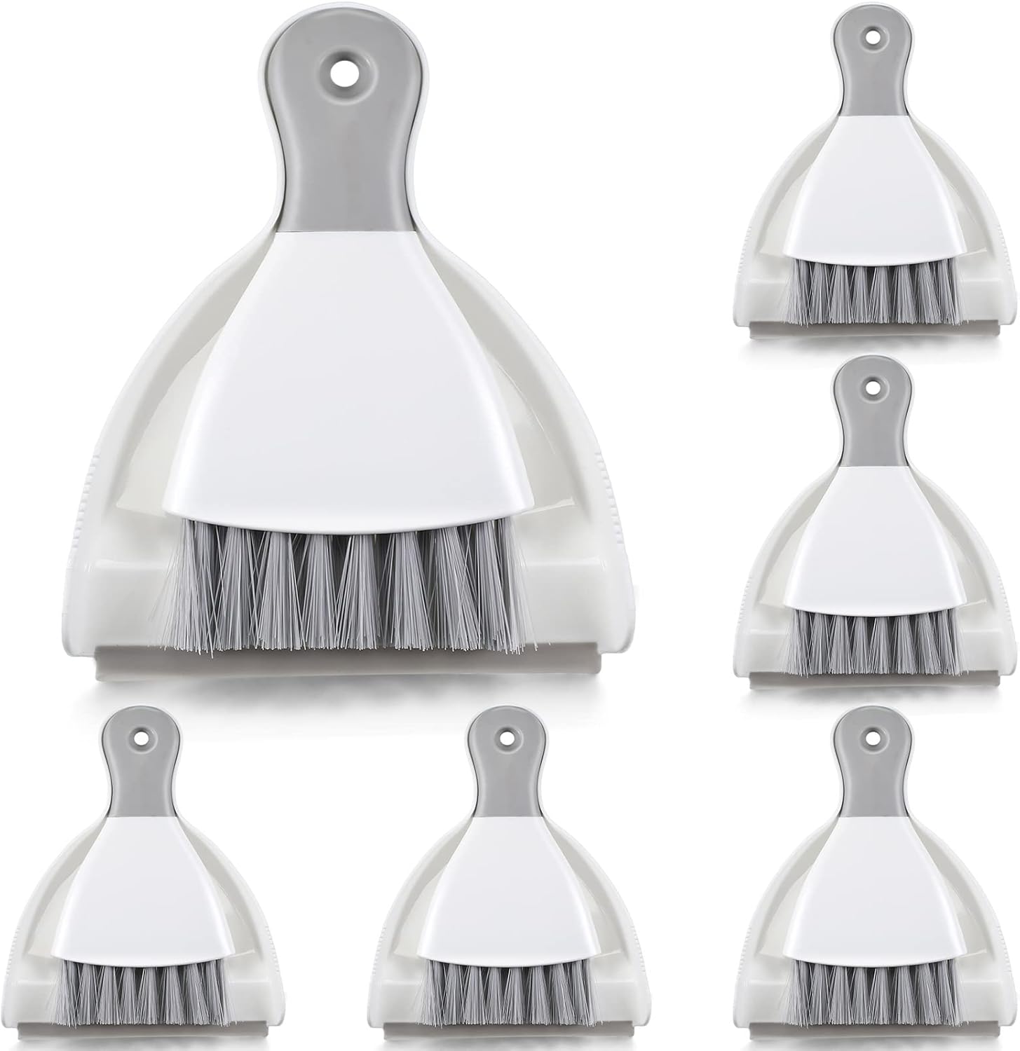 Zopeal 6 Sets Mini Dustpan and Brush Set Small Broom and Dust Pan Portable Multifunctional Whisk Hand for Car Table Desk Countertop Keyboard Kitchen Cat Dog Nest Home Cleaning Tool