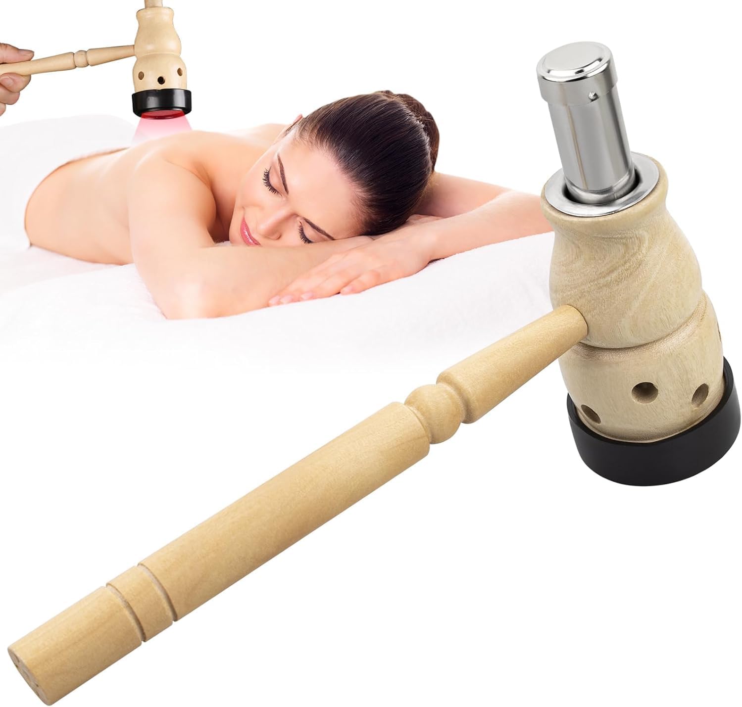 Moxa Stick Burner Holder, Wooden Moxa Strips Mugwort Moxibustion Keeper Box Acupoint Massage Tool for Moxibustion 葫芦灸 三伏天艾灸锤