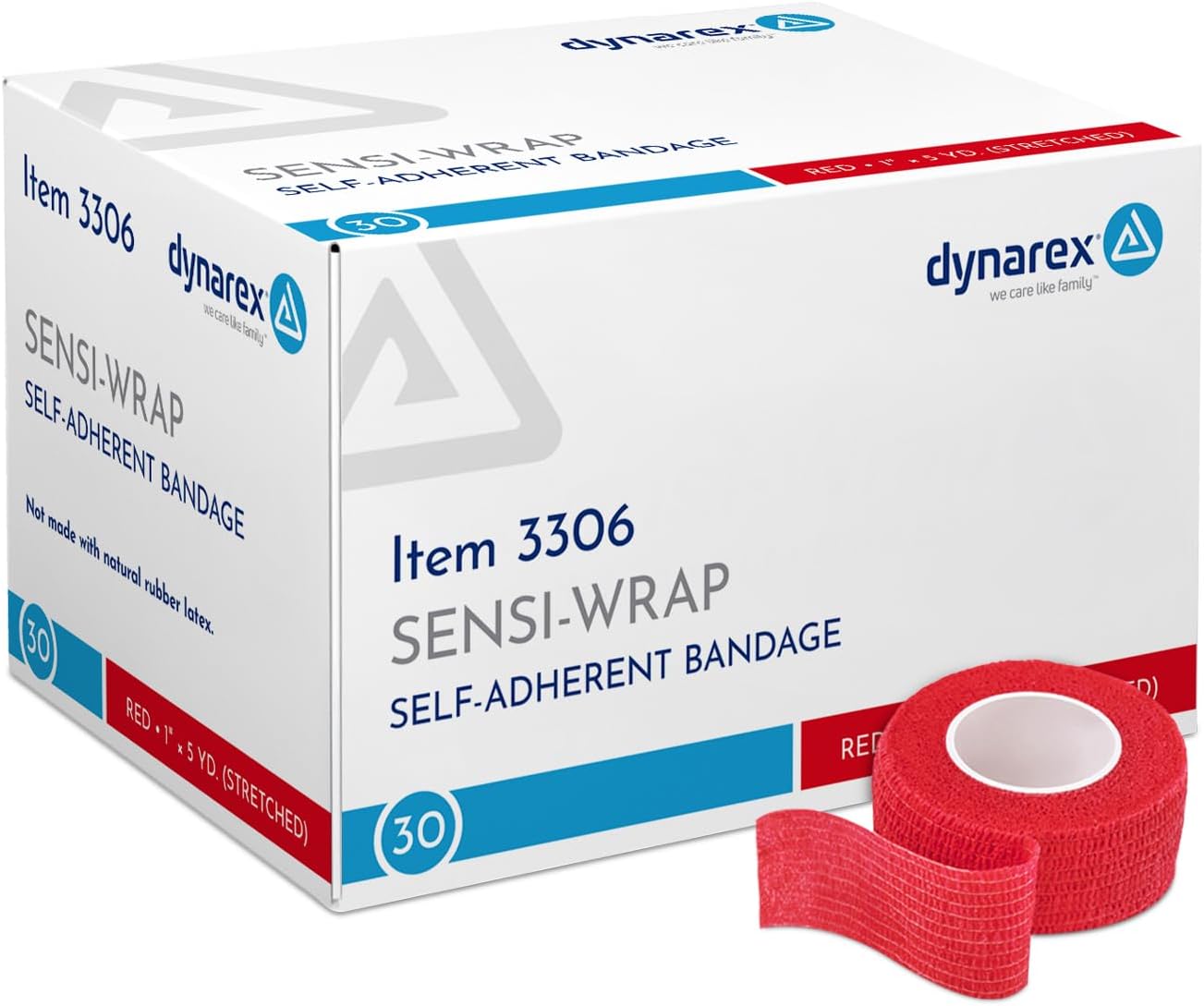 Dynarex Sensi-Wrap Self-Adhesive Bandages, Latex-Free, Colored Elastic Cohesive Athletic Tape, Tattoo Grip & Vet Wrap