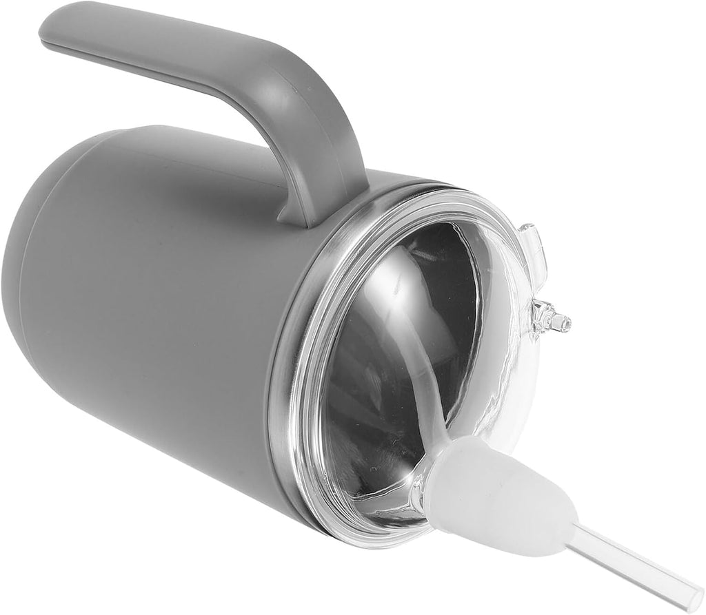 Adult Sippy Cup with Straw and Handle 450ml Spill-proof Stainless Steel Drinking Cup for Elderly Disabled Patients and Pregnant Women, Travel Leakproof Senior Water Bottle for Soup