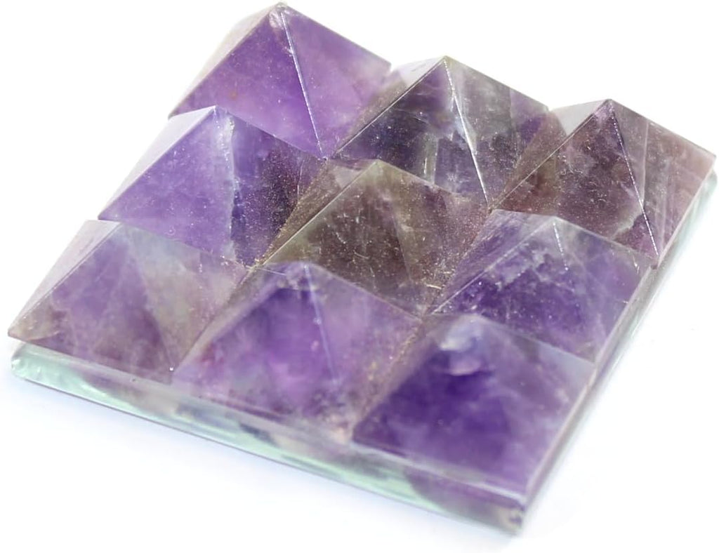 Jet Lovely Amethyst 9 Pyramid Plate A++ Chakra Power Protection Vastu Healing Feng Shui Energy Gift Success Progress Health Wealth Prosperity Good Luck Divine Vastu Defect Business