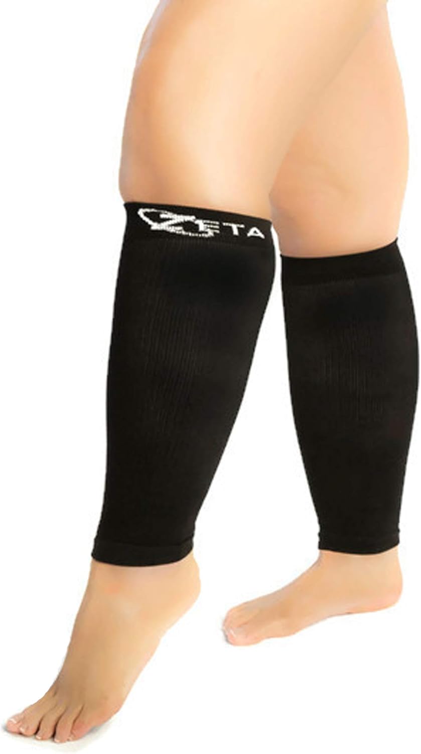 Zeta Wear Plus Size Short Compression Sleeves Women Medical Grade 15-20mmHg Calf Support Swelling Varicose Veins