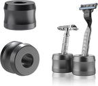 Linkidea 2 Pack Safety Razor Stand, Opening Dia 0.7" (18.5mm) Men Shaving Stand for Bathroom Countertop Compatible with Gillette SkinGuard (Dark Grey)