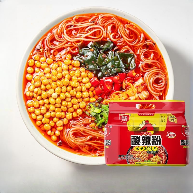 BAIJIA Chongqing Hot & Sour Sweet Potato Noodles, 540g Authentic Sichuan Spicy & Tangy Instant Meal - Quick and Convenient (540g*2)