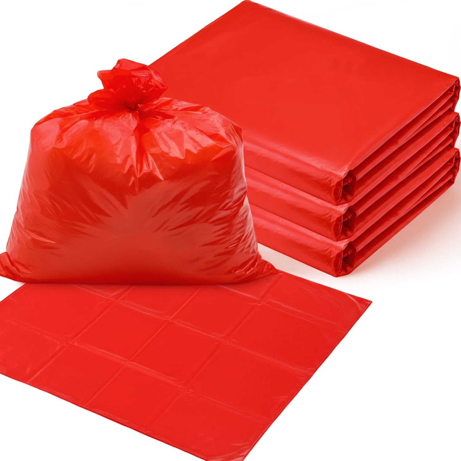50 Pack Biohazard Waste Bags 30 Gallon Red Trash Liner 31.5 x 35.4 No Leak Trash Bags for Hospital Use Infectious Waste Disposal