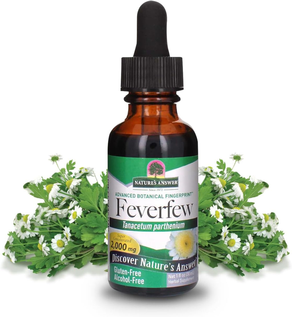 Nature's Answer Alcohol-Free Feverfew 2000mg 1oz Extract | Promotes Overall Well-Being | Source of Parthenolide | No Artificial Flavors or Preservatives | Single Count