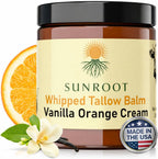 Whipped Tallow Balm, Vanilla Orange Cream Moisturizer, Natural Ingredients, Glass Jar, 2.85 oz, Face and Body Care
