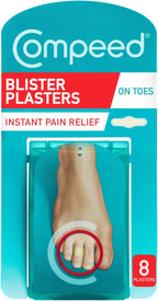 Compeed On Toes Blister Plasters, 8 Hydrocolloid Plasters, Foot Treatment, Heal Fast, Dimensions: 1.7 cm x 5.1 cm