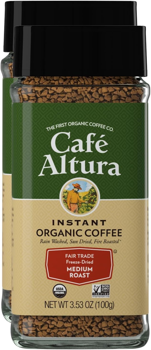 Cafe Altura Freeze Dried Instant Organic Coffee, 3.53 oz Jar (Pack Of 2)