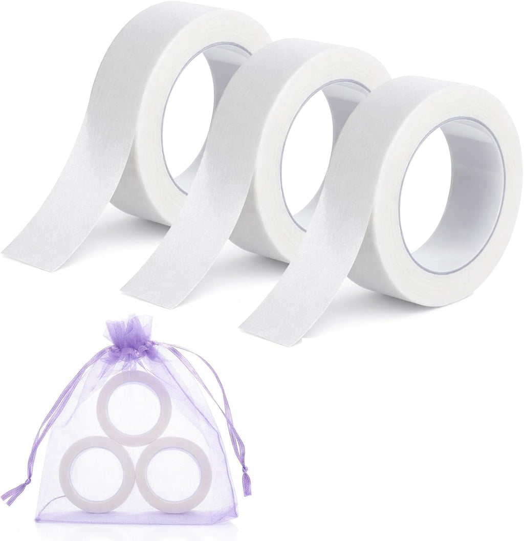 3 Rolls Micropore Eyelash Extension Tapes Adhesive Tapes for Eyelashes Makeup Tape Eyelash Extension TapeImplantation False Supplies for Lash Clusters Eyeshadow Makeup with Pouch