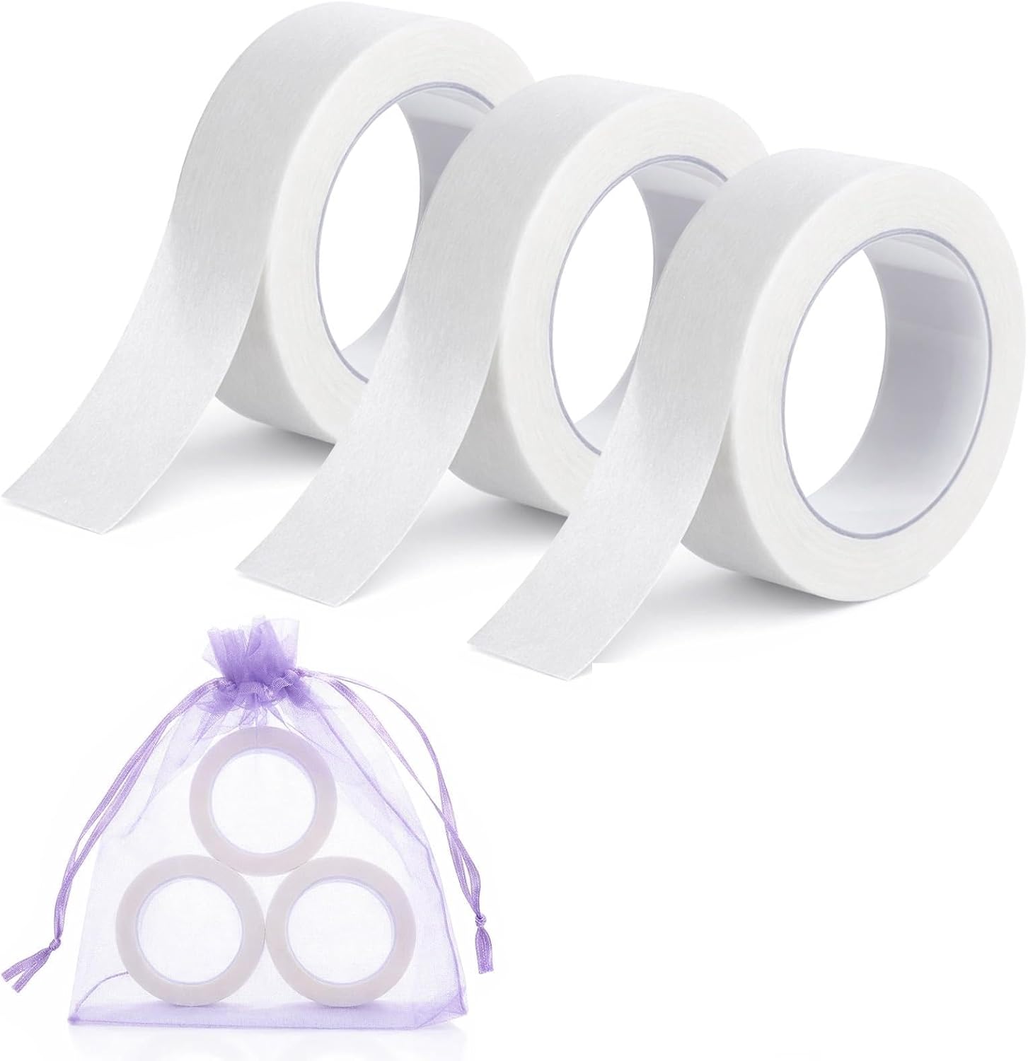 3 Rolls Micropore Eyelash Extension Tapes Adhesive Tapes for Eyelashes Makeup Tape Eyelash Extension TapeImplantation False Supplies for Lash Clusters Eyeshadow Makeup with Pouch